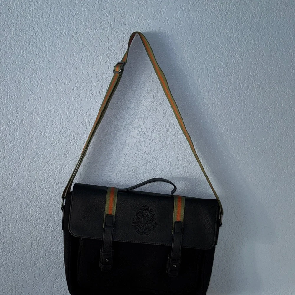 Wizarding World Of Harry Potter Black Messenger/Laptop Bag with Striped Strap